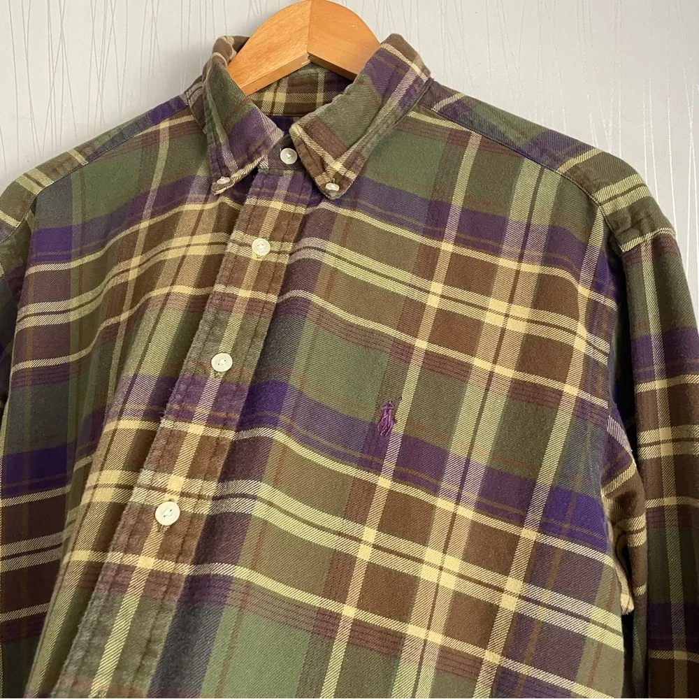 Vintage Ralph Lauren Golf Large Long Sleeve Shirt Khaki Green - Picture 3 of 8